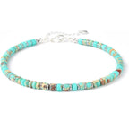 XIJIN Natural Stone Beaded Anklets for Women Handmade Beach Boho Turquoise Beads Ankle Bracelet Jewelry Gift for Her