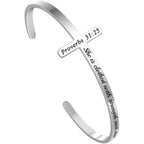 M MOOHAM Mothers Day Gift for Mom - Cross Bracelet Christian Gifts for Women - Engraved Quote Religious Cuff Bangle Bible Verse Jewelry Gift for Women Confirmation Baptism Gifts Christian Bracelet