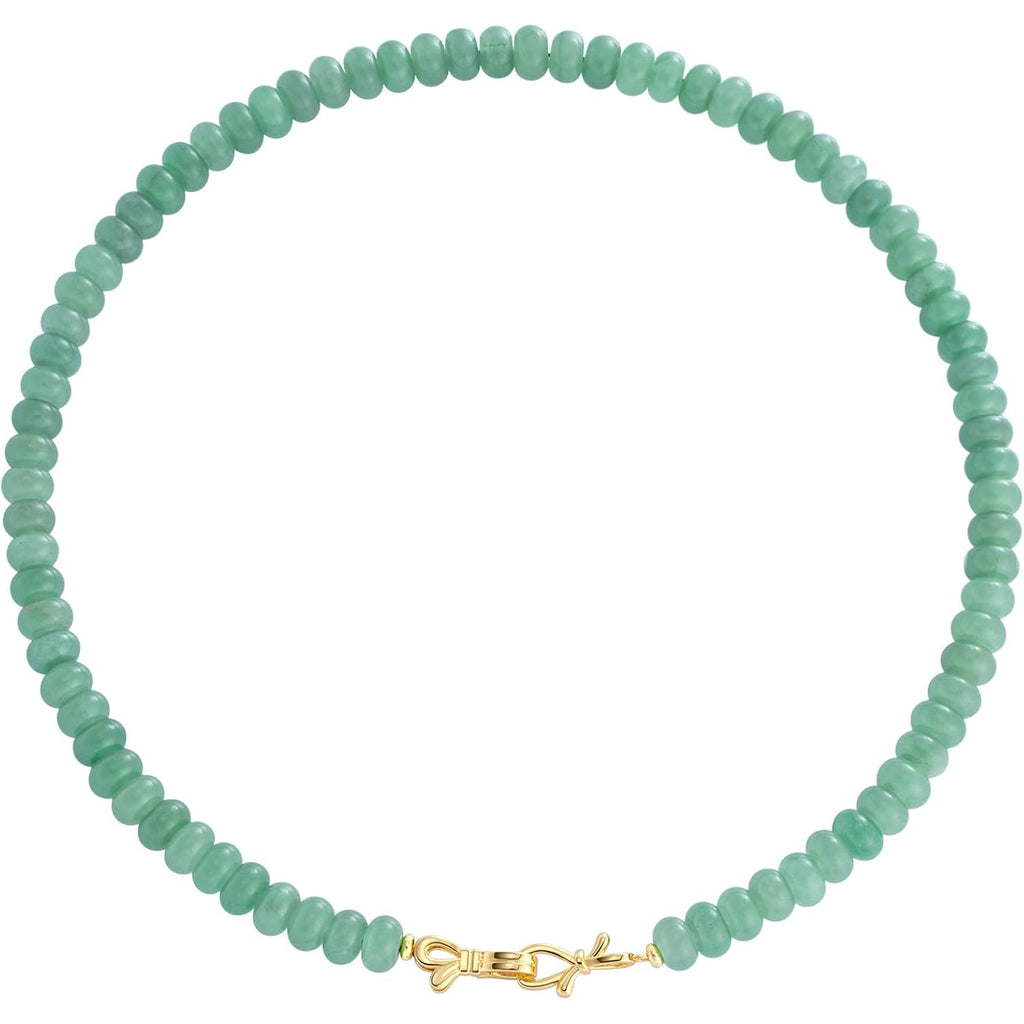 NLIEO Rainbow Colorful Gemstone Beaded Choker Necklace for Women 14K Gold Bow Birthstone Beads Chokers 18inches