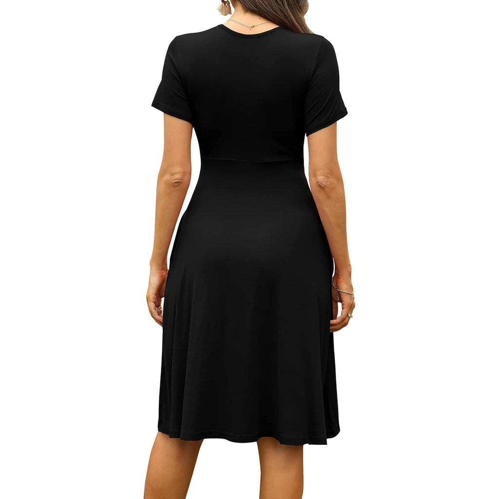 Weaczzy Women'S Summer Short Sleeve Casual Dresses V-Neck Floral Party Dress With Pockets