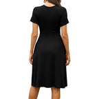 Weaczzy Women'S Summer Short Sleeve Casual Dresses V-Neck Floral Party Dress With Pockets
