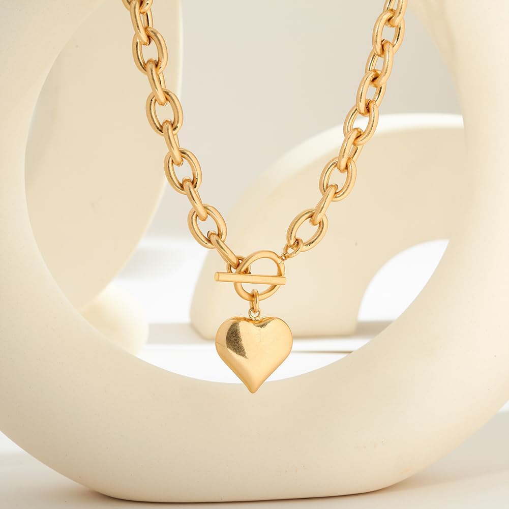 CLASSYZINT Mothers Day Gifts for Women 18K Gold Plated Coin Lion Head Pendant Necklace Chunky Paperclip Choker Necklace For Gifts On Birthday Holidays For Women