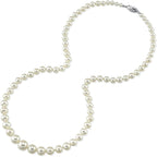 The Pearl Source 14K Gold 4-9mm AAA Quality Graduated Round White Freshwater Cultured Pearl Necklace for Women