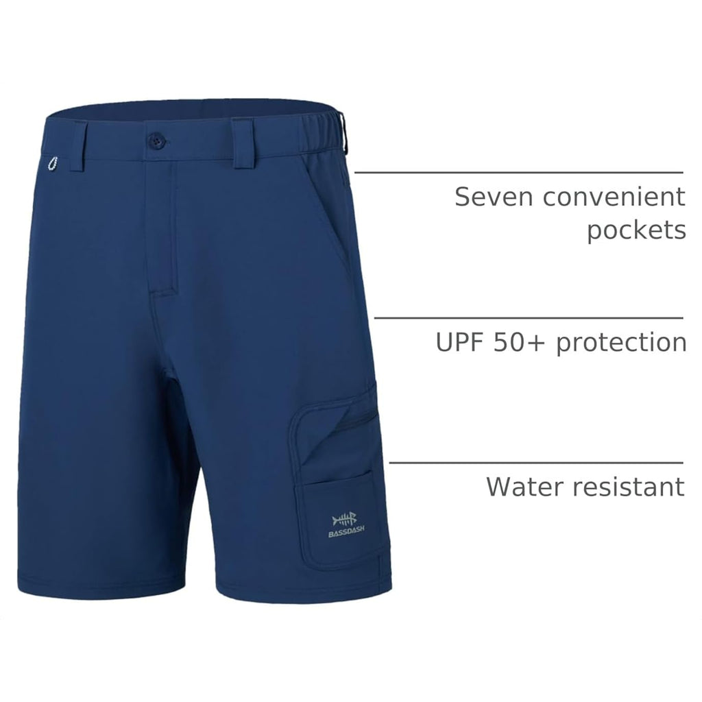 Bassdash 10.5” Mens Fishing Cargo Shorts Quick Dry Upf 50+ Water Resistant Fp01M
