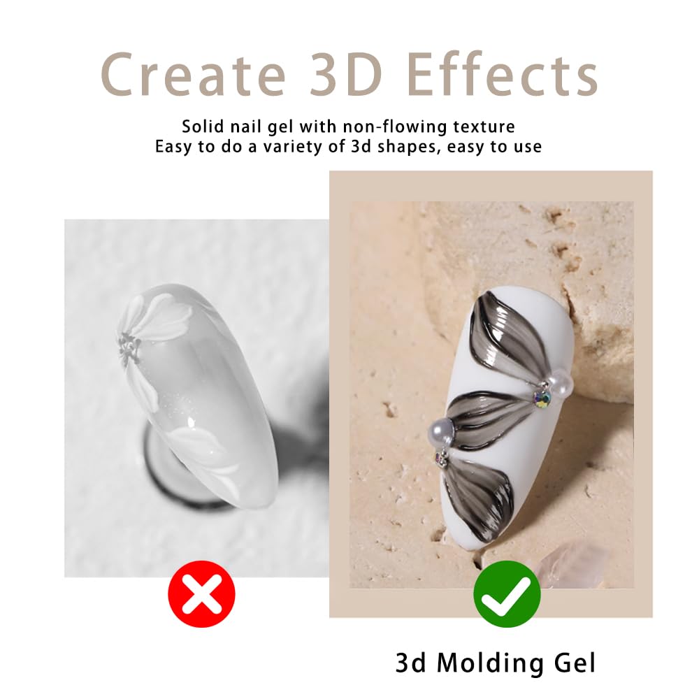 Solid 3d Nail Sculpting Gel For Nail Art, 3d Nail Art Gel Multifunctional 3d Molding For Nails Salon Home DIY (Black)