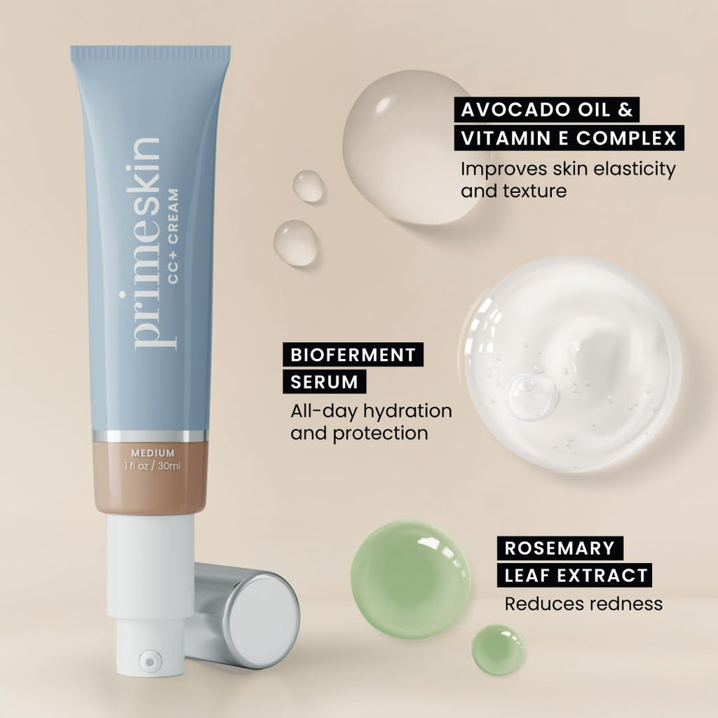 Prime Prometics Primeskin Cc+ Cream For Mature Women – Liquid-To-Powder Foundation – Blurs Pores & Covers Age Spots – Crease-Free, Hydrating & Soft-Matte Finish For Sensitive Skin (Ivory)