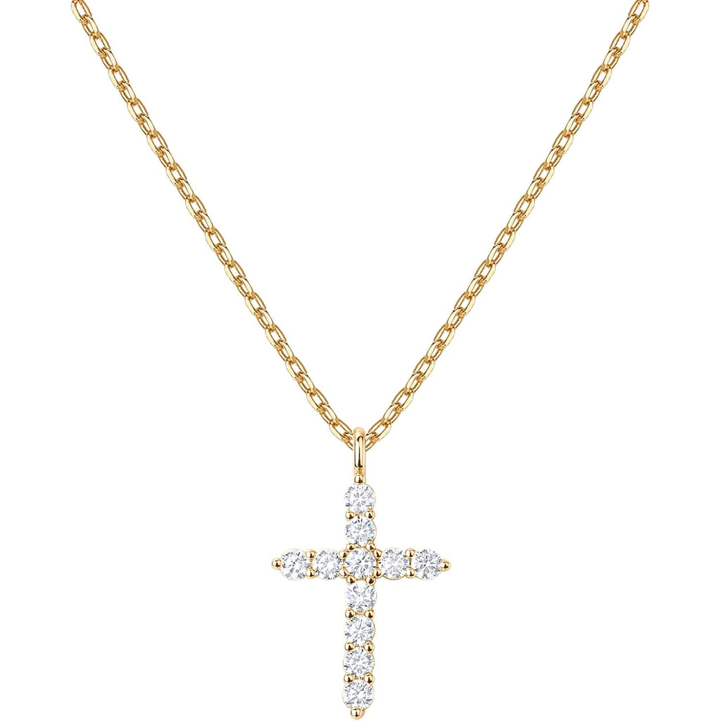 PAVOI 14K Gold Plated Cubic Zirconia Cross Necklace for Women | Cross Faith Pendant Necklaces