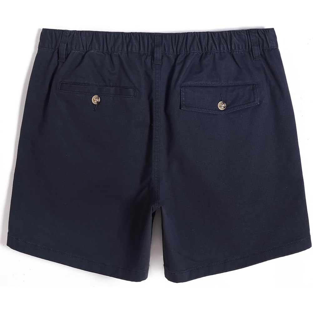 Maamgic Men'S Classic-Fit 5.5" Cotton Casual Shorts Elastic Waistband With Multi-Pocket Daily Wear Walking Summer Outfit