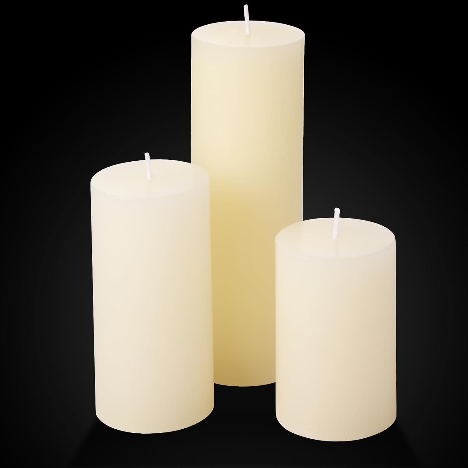 Shihanee Set of 6 Pillar Candles with Glass Cylinder Vases Clear Cylinder Hurricane Candleholders for Slim Tall Pillar Candles Wedding Table Centerpieces(2.6'' X 4.7'', 5.9'', 7.9'',Ivory)