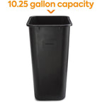 COASTWIDE Professional Indoor Trash Can Without Lid, Black Soft Molded Plastic, 10.25 Gallon