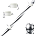 Phitric Flag Pole, Tangle Free Spinning Stainless Steel Rustproof Flagpole For 3X5 Sports Fan Outdoor Flags For Outside House (Silver, 5Ft, Without Bracket)