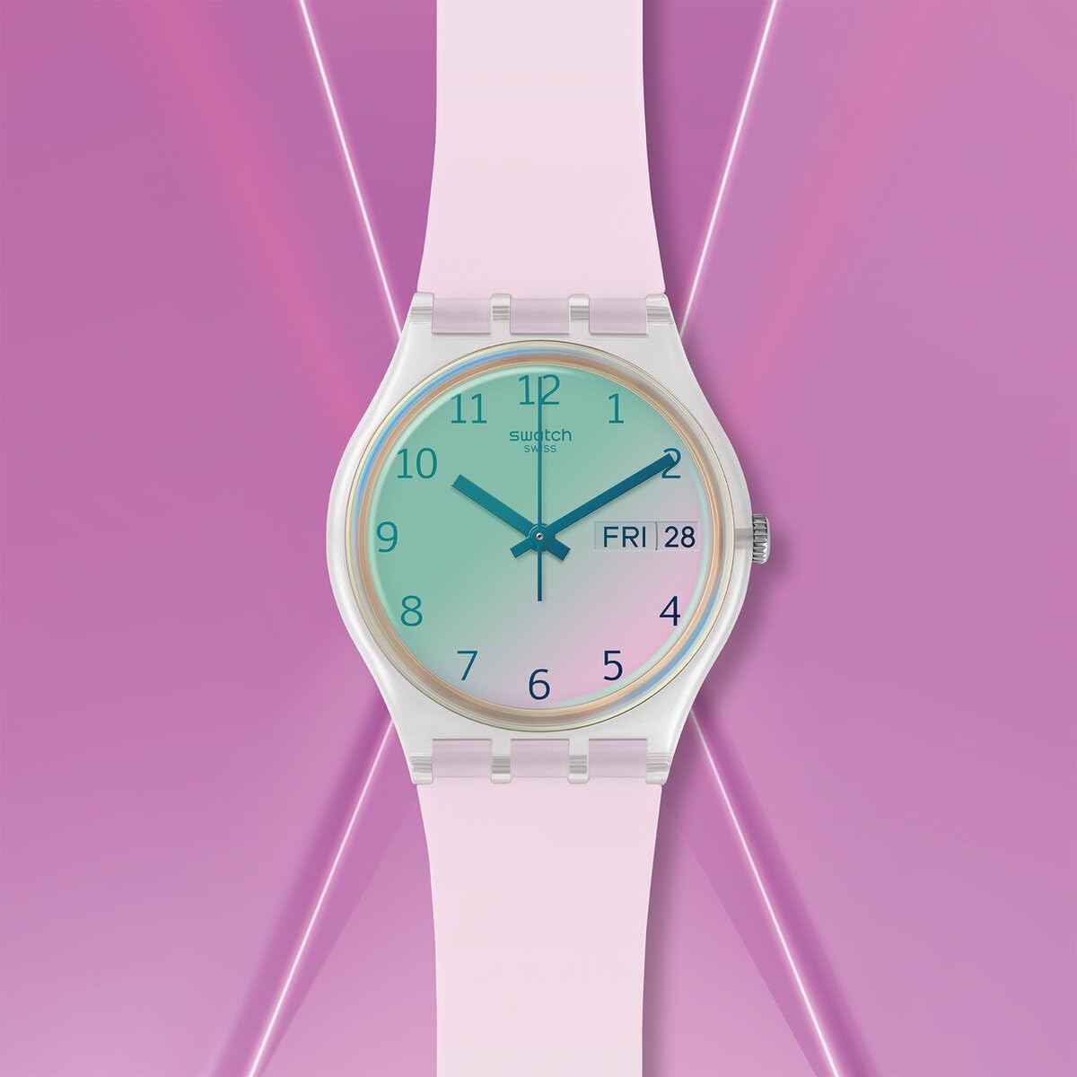 Swatch Gent Women'S Watch Casual Polymer White Quartz Waterproof Ultrarose