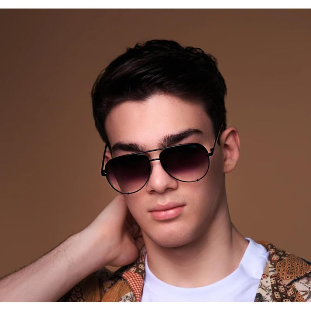 SORVINO Oversized Aviator Sunglasses for Women Men Trendy Retro Bulk Shade Black Faded Sun Glasses Classic UV Protection