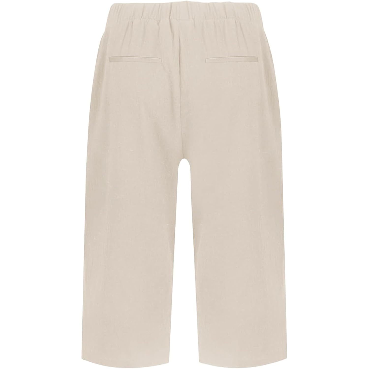 Linen Bermuda Shorts for Women Knee Length Elastic Waisted Summer Casual Side Split Beach Shorts with Pockets