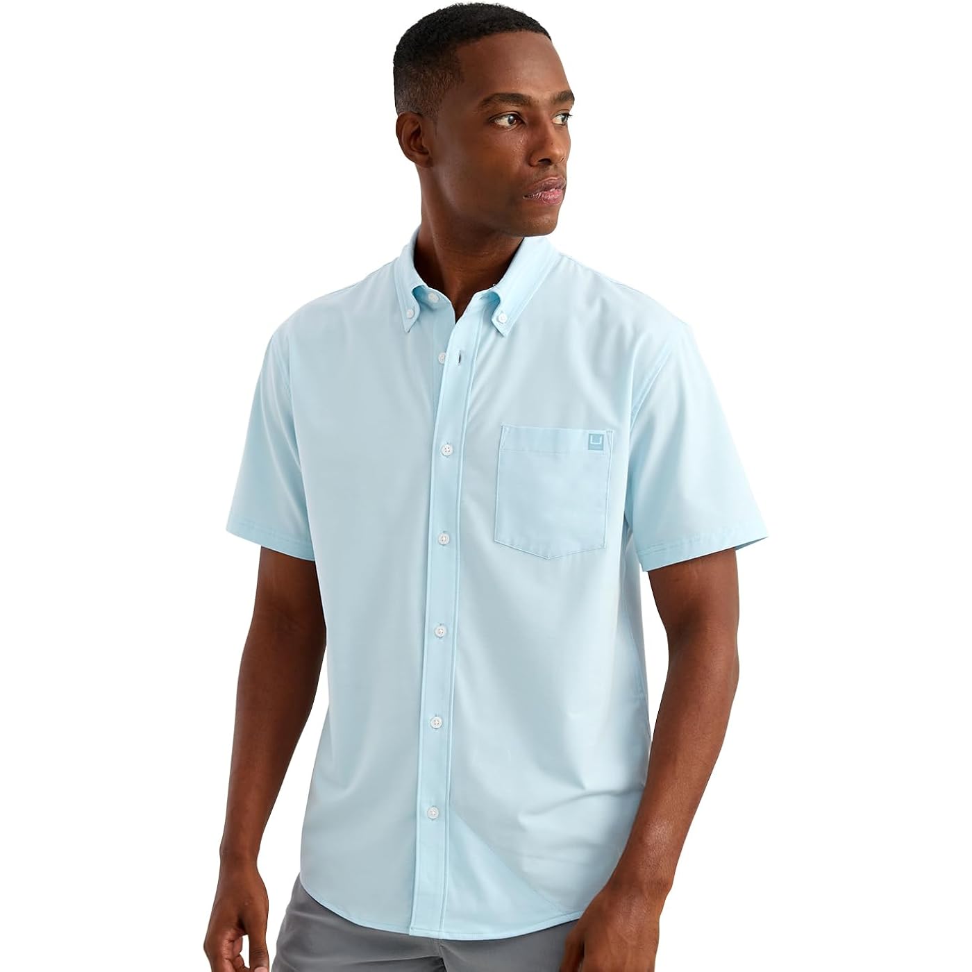 Huk Men'S Kona Solid Short Sleeve Fishing Button Down Shirt