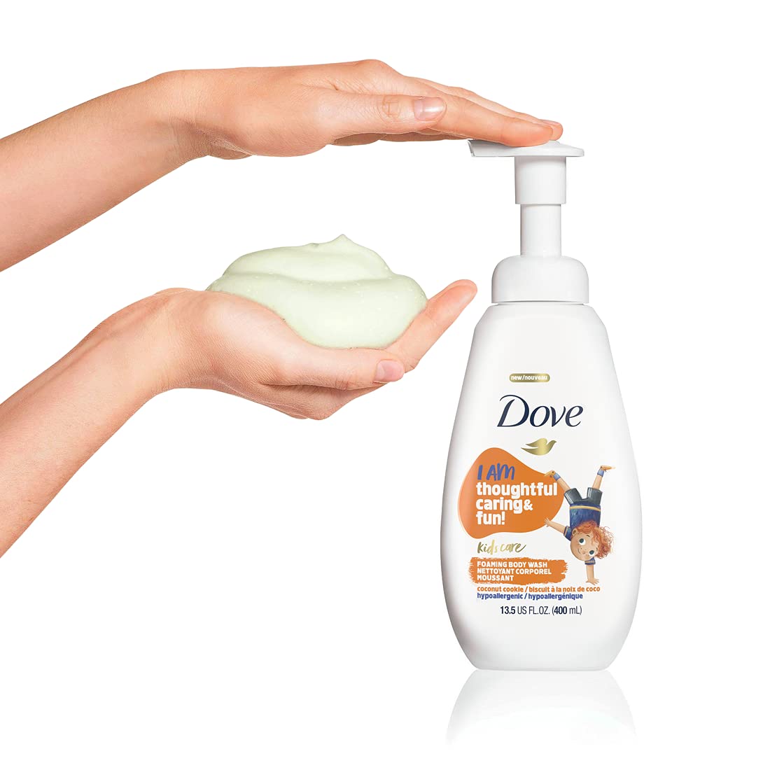 Dove Foaming Body Wash 4 Count For Kids Coconut Cookie Sulfate-Free Skin Care, 13.5 Fl Oz