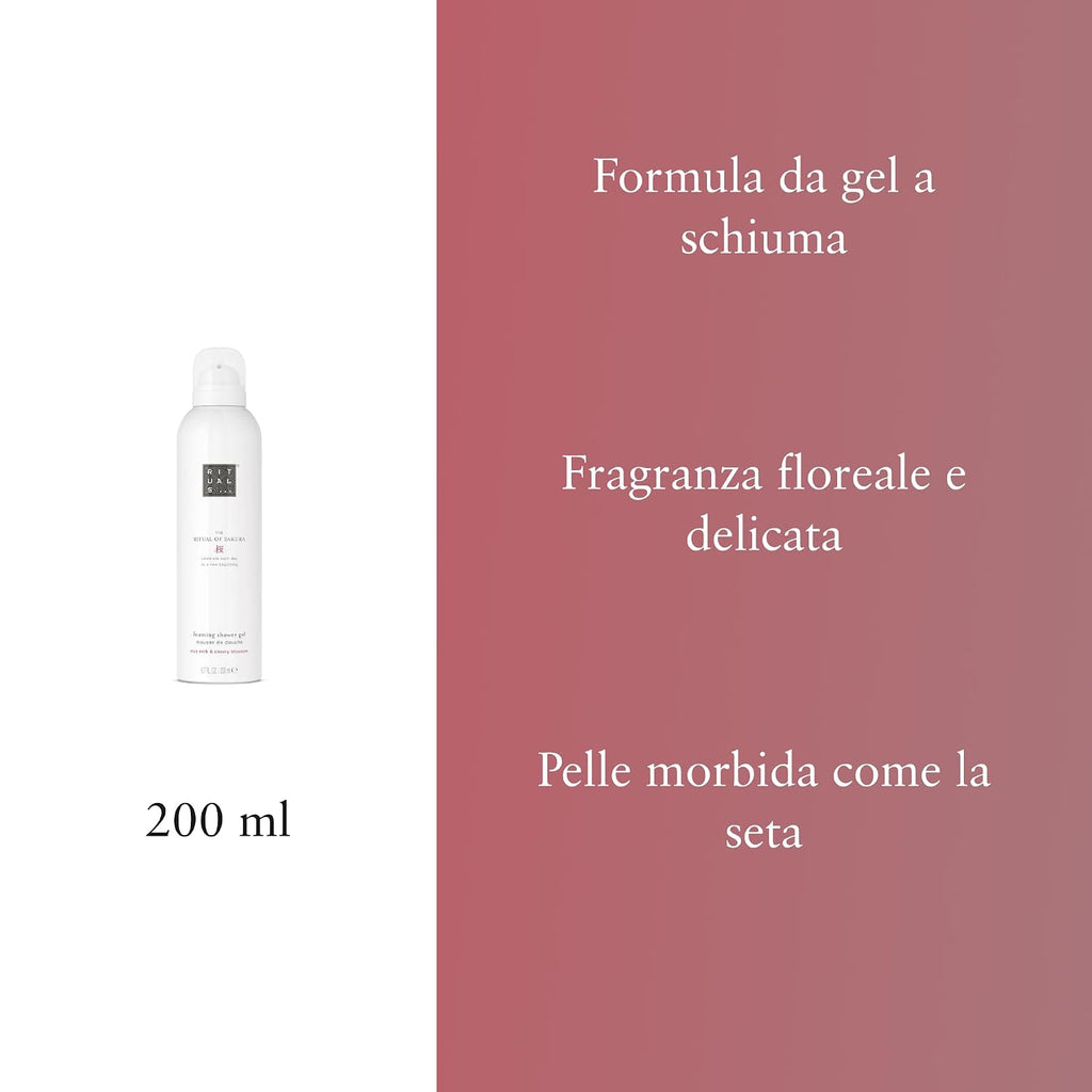 Rituals Sakura Foaming Shower Gel, Rice Milk & Cherry Blossom, 6.7 Fl Oz
