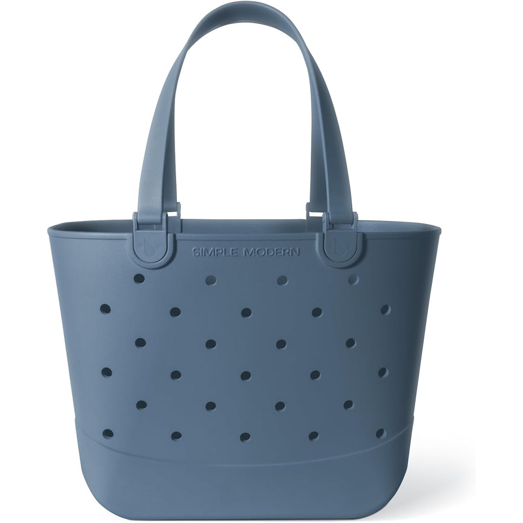 Simple Modern Extra-Large Beach Bag | Waterproof Getaway Rubber Tote with Zipper Pocket for Travel, Pool, Boat, Groceries, Sports | Blue Dune