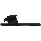 Women'S Bow Flat Sandals Open Saquare Toe Comfortable Slide For Wedding Beach Vacation