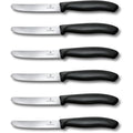 Victorinox Swiss Classic Tomato and Table Knife Set for Everyday Family Dining Serrated Blade in Black, Set of 6
