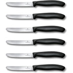 Victorinox Swiss Classic Tomato and Table Knife Set for Everyday Family Dining Serrated Blade in Black, Set of 6