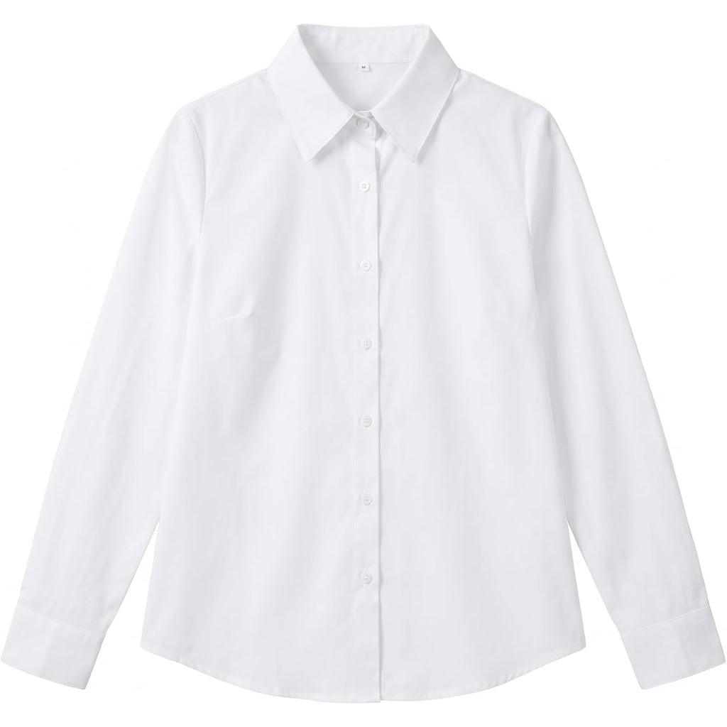 Women's Basic Button Down Shirts Long Sleeve Plus Size Simple Stretch Formal Casual Shirt Blouse