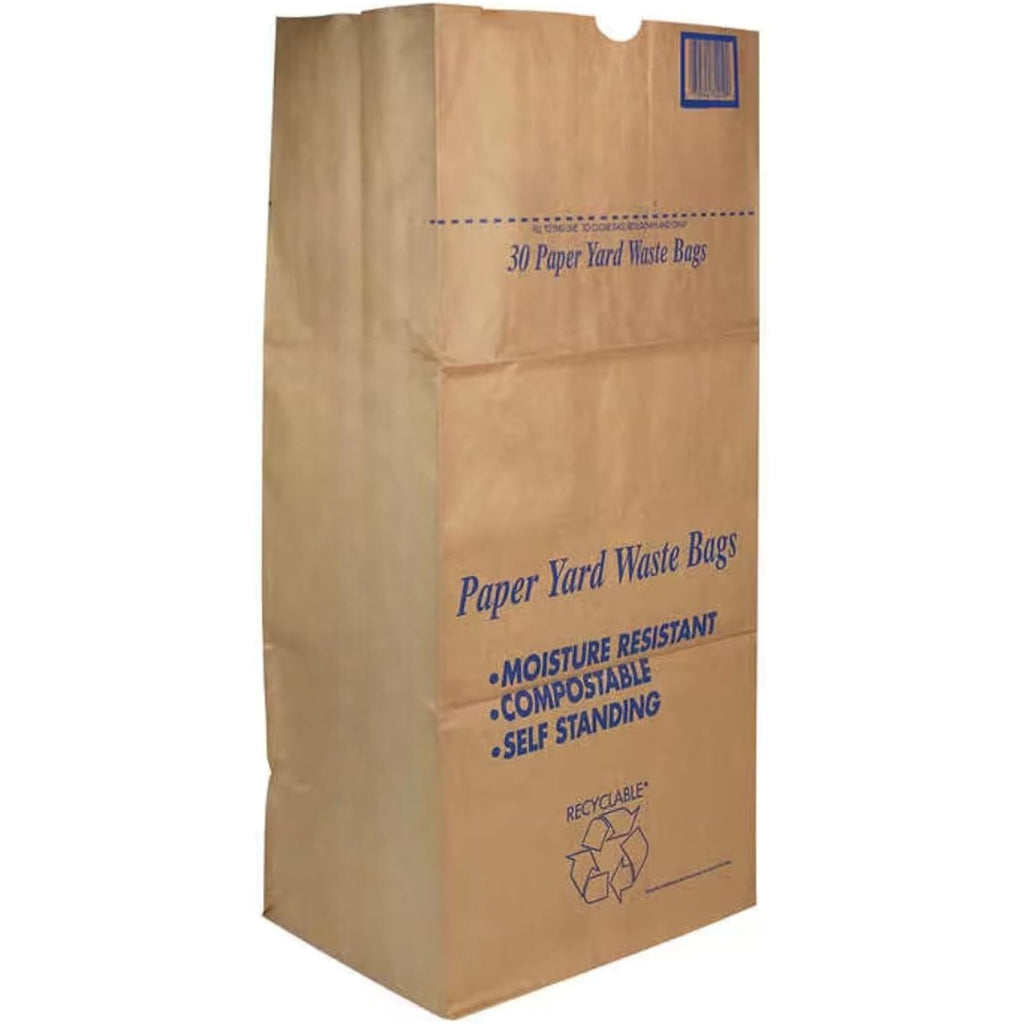 30 Gallon Lawn & Leaf 2-Ply Heavy-Duty Yard Waste Compost Refuse Paper Bags With Necessia Gardening Gloves, Eco-Friendly, Tear Resistant, Self Standing, Biodegredable, Made In Usa, 30 Count
