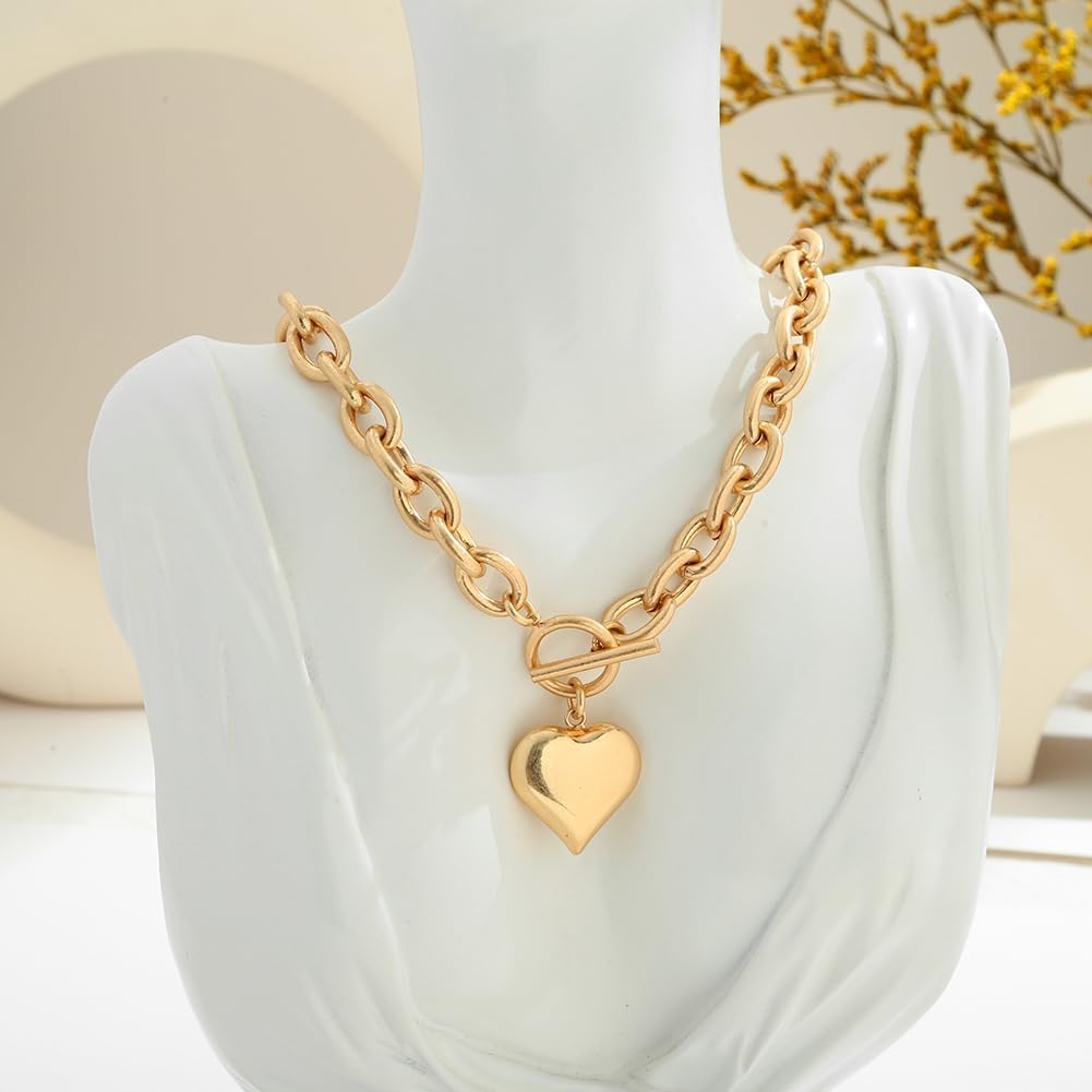 CLASSYZINT Mothers Day Gifts for Women 18K Gold Plated Coin Lion Head Pendant Necklace Chunky Paperclip Choker Necklace For Gifts On Birthday Holidays For Women