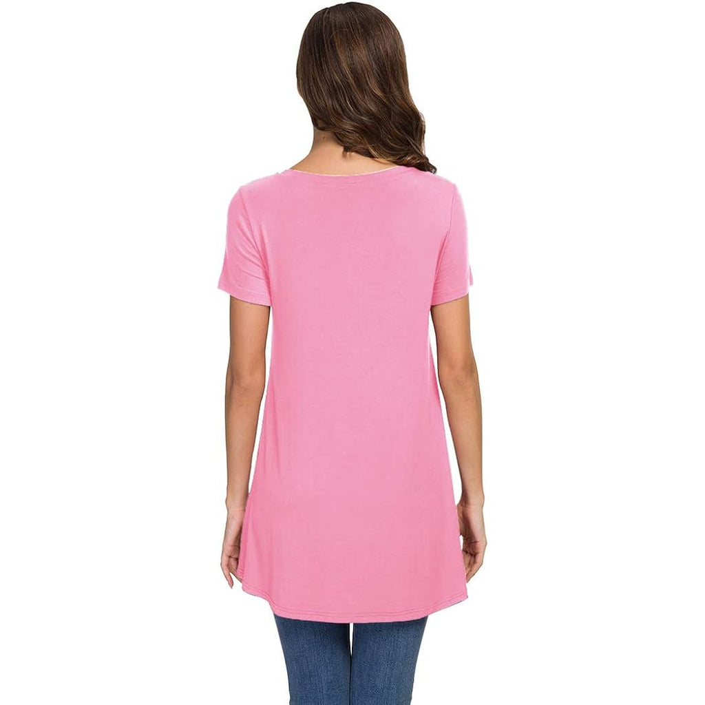 Women's Summer Casual Short Sleeve V-Neck T-Shirt Tunic Tops Blouse Shirts