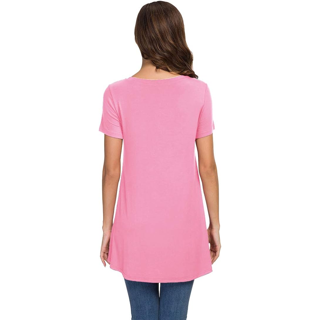 Women's Summer Casual Short Sleeve V-Neck T-Shirt Tunic Tops Blouse Shirts
