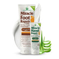 Miracle Foot Repair Cream, 8 oz + 1 oz Miracle Hand Repair, Healing Aloe Vera Lotions for Dry, Cracked Hands and Feet (8 oz Foot Cream + 1 oz Hand Cream)