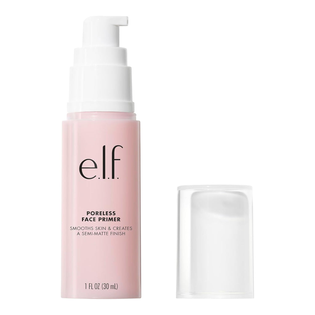 e.l.f. Poreless Face Primer - Large, Silky, Skin-Perfecting, Lightweight, Long Lasting, Absorbs Quickly, Smooths, Preps, Creates Flawless Base, Infused with Tea Tree and Vitamins A & E, 1.01 Fl Oz