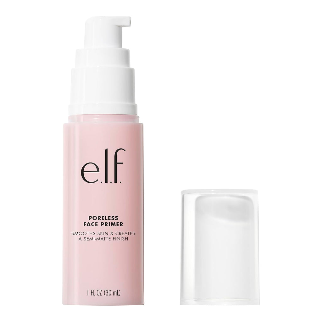 E.L.F. Poreless Face Primer - Large, Silky, Skin-Perfecting, Lightweight, Long Lasting, Absorbs Quickly, Smooths, Preps, Creates Flawless Base, Infused With Tea Tree And Vitamins A & E, 1.01 Fl Oz