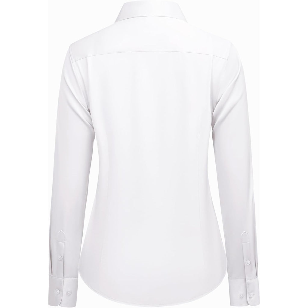 Button Down Shirts for Women: Wrinkle Free Long Sleeve Classic Fit Collared Dress Shirt Solid Formal Office