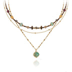 boho layered Original design Retro style multi-layer beaded necklace Fashion women's gold-plated necklace M3396