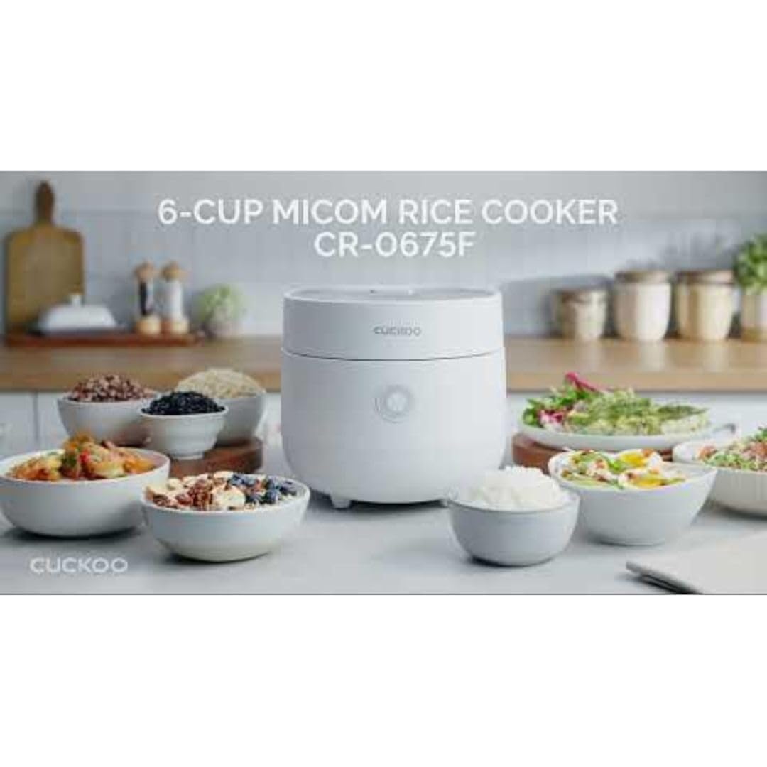 Cuckoo Micom Rice Cooker 3-Cup Uncooked / 6-Cup Cooked With Nonstick Inner Pot, Small Rice Maker With 8 Menu Options, Fuzzy Logic Technology, Auto Clean, Quick Rice Mode, White (Cr-0375Fw)