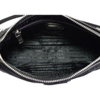 Prada Black Quilted Tessuto Nylon Chain Crossbody Bag Silver Hardware Adjustable Strap Zipper Closure Designer Shoulder Purse New