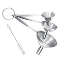 Small Funnels For Filling Bottles, 3 Pcs Stainless Steel Kitchen Funnel Set, Food Grade Mini Metal Funnel For Transferring Oil Liquid, Easy Cleaning With A Brush (Long Handle)