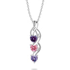 ORFAN Personalized Sterling Silver Mothers Name Necklace with 1-6 Simulated Birthstones Custom Heart Pendant Necklace Personalized Mom Necklace for Christmas