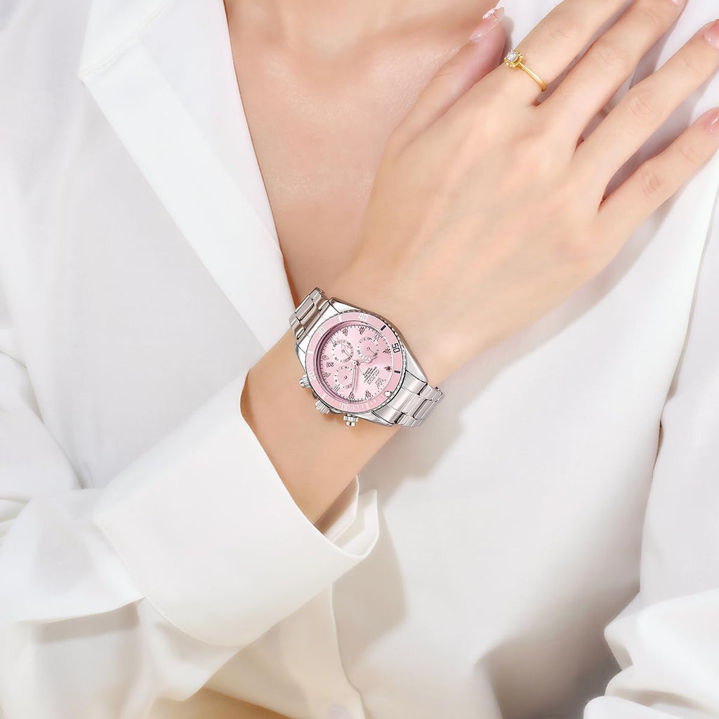 OLEVS Womens Watch Fashion Dress Diamond Female Watches for Ladies Analog Quartz Stainless Steel Waterproof Luminous Day Date Two Tone Wristwatch
