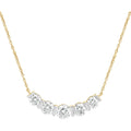 DEWBERRY 1.95 Ct Round Cut Lab Grown Diamond Bar Set Women's Five Stone Bar Pendant With 18" Chain Necklace Solid 14K Yellow Gold (F-G Color, VVS-VS Clarity)