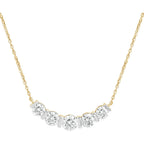 DEWBERRY 1.95 Ct Round Cut Lab Grown Diamond Bar Set Women's Five Stone Bar Pendant With 18" Chain Necklace Solid 14K Yellow Gold (F-G Color, VVS-VS Clarity)