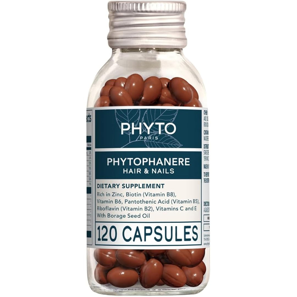 PHYTO Phytophanère Hair Growth Supplement for Women & Men - Biotin, Zinc & Vitamin B6 for Thicker, Stronger Hair & Nails - 120 Capsules, 2-Month Supply