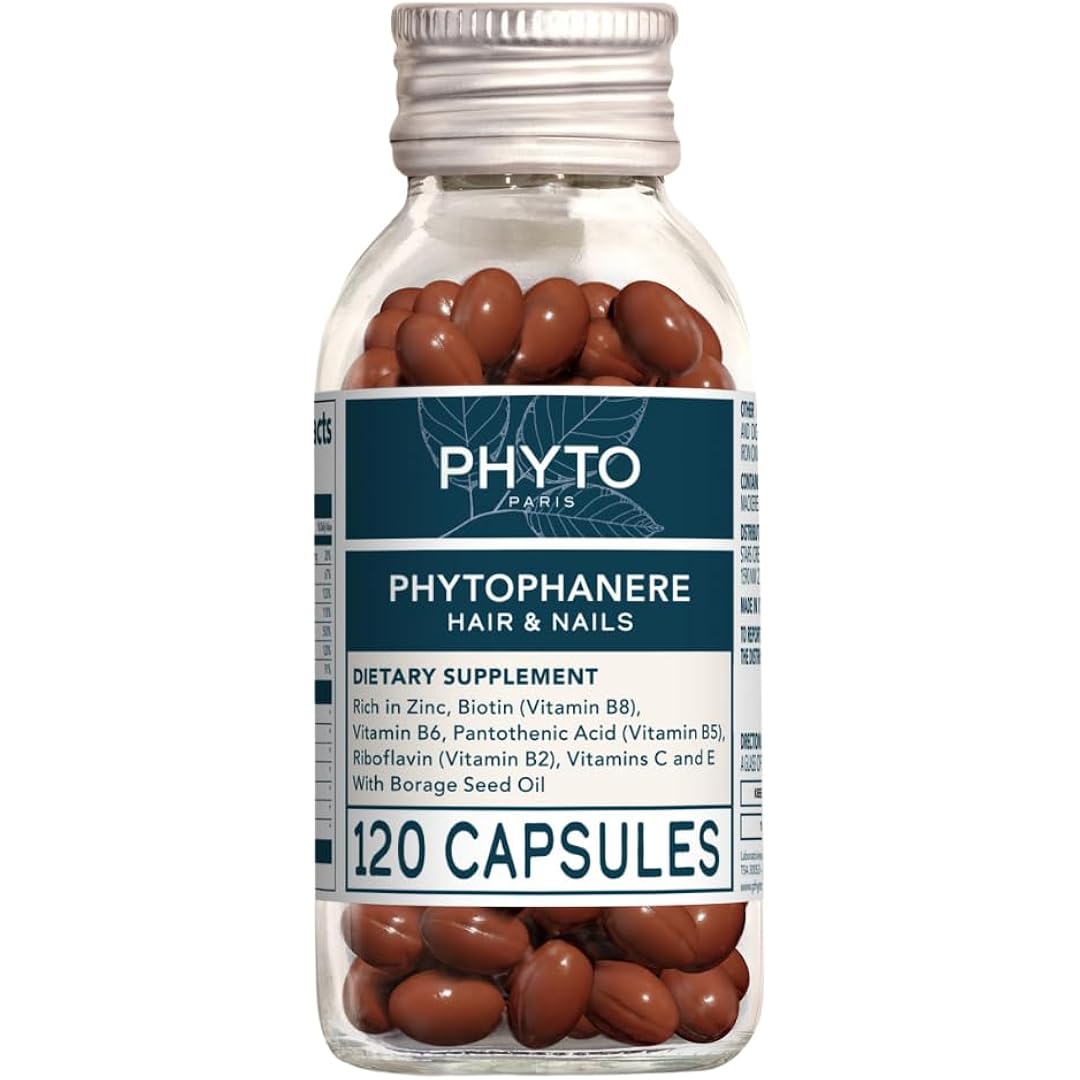 PHYTO Phytophanère Hair Growth Supplement for Women & Men - Biotin, Zinc & Vitamin B6 for Thicker, Stronger Hair & Nails - 120 Capsules, 2-Month Supply