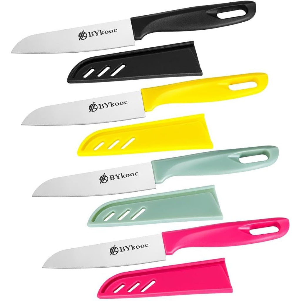 Bykooc 8 Pieces Paring Knives (4Pcs Peeling Knives And 4Pcs Knife Sheath), Ultra Sharp Vegetable And Fruit Knife,German Steel Small Kitchen Knife With Pp Plastic Ergonomic Handle