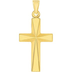 Jewelry America 14k Yellow Gold Small Elegant Religious Plain Cross Pendant Necklace