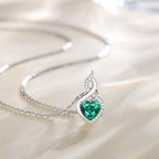FANCIME 14K Solid White Gold Heart Birthstone Necklace with Diamond Pendent Birthday Gifts for Mom Women, Sterling Silver Chain 16" + 2" Extender