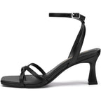 Athlefit Kitten Heels For Women Square Open Toe Strappy Heeled Sandals Ankle Strap Dress High Heels For Prom Party Wedding