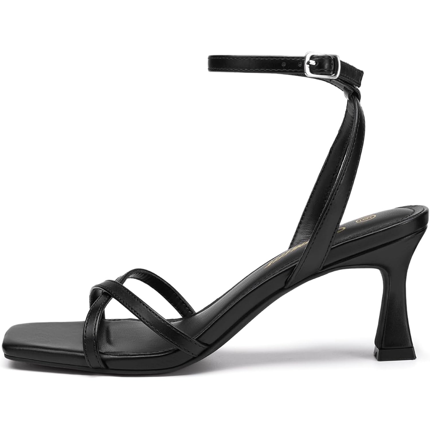 Athlefit Kitten Heels For Women Square Open Toe Strappy Heeled Sandals Ankle Strap Dress High Heels For Prom Party Wedding
