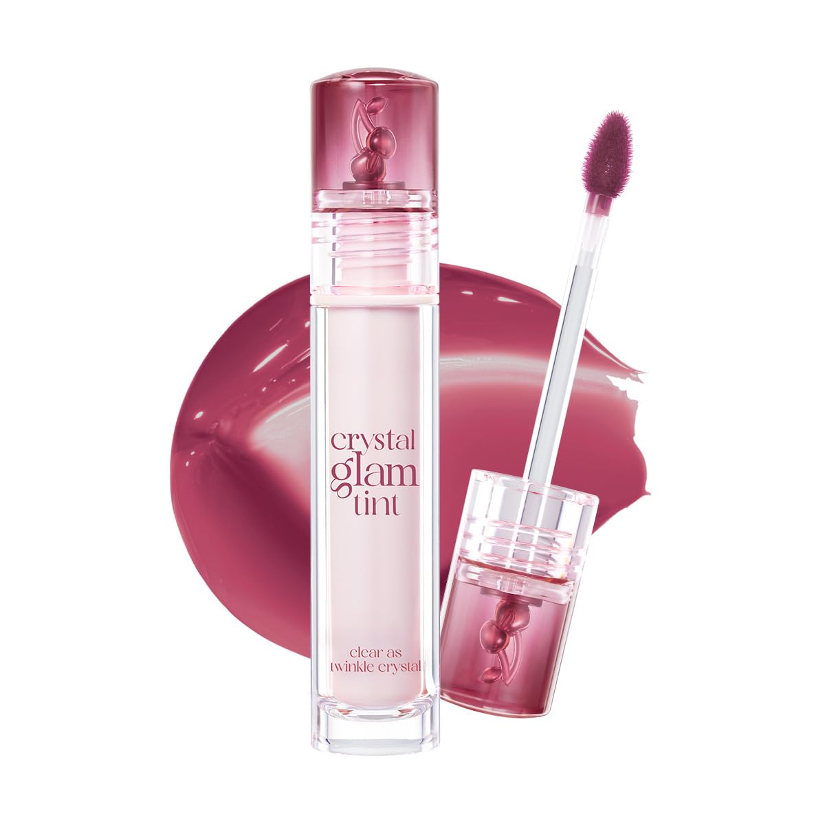 CLIO Crystal Glam Tint, Glossy Lip Tint with Glass-Like Shine, Lightweight Buildable Lip Stain, Long-Lasting Color, Non-Sticky, Rose Extract, Korean Lip Tint (26 MAUVE CHERRY)